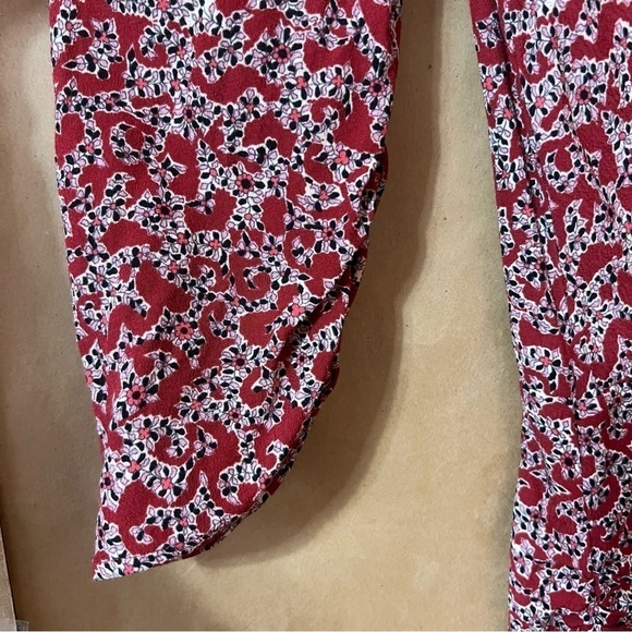 BA&SH | Crystal Dress Carmin Printed Shoulder Pad Ruched Crepe Mini Dress Size S - Picture 10 of 16